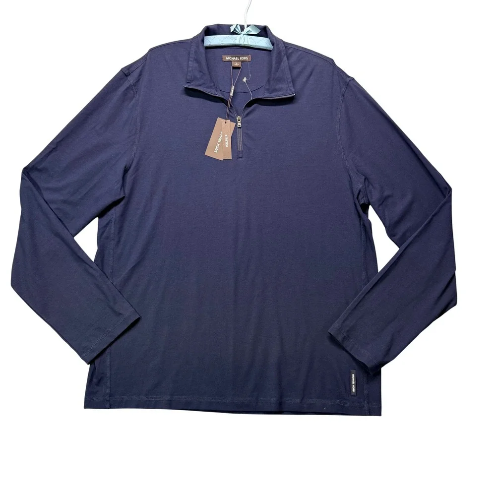 Michael‎ Kors  Stretch Quarter Zip Pullover XL NEW Quiet Luxury Preppy